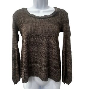 Sweater Project Chevron Knit Boho Sweater Size Large Y2K Earth Tones Boho Cozy
